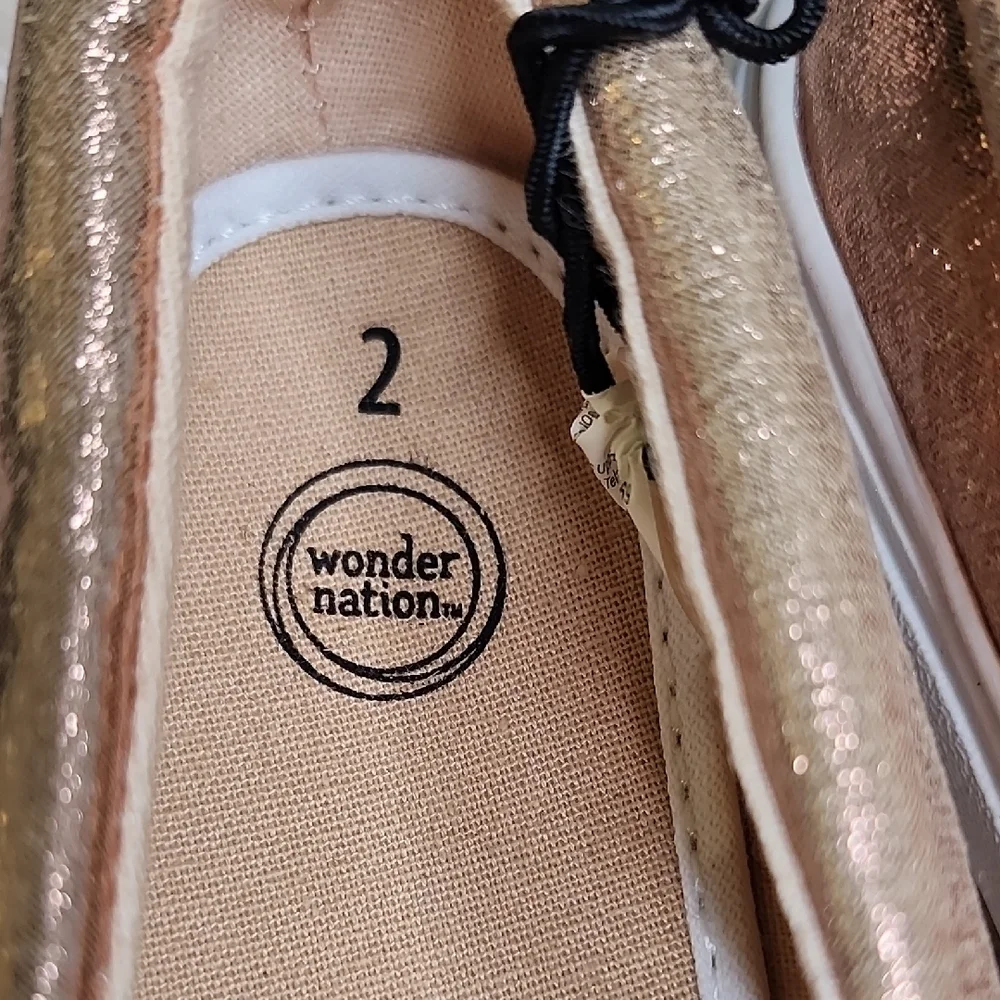 Wonder Nation Gold and White Sneakers with Ruffled Design